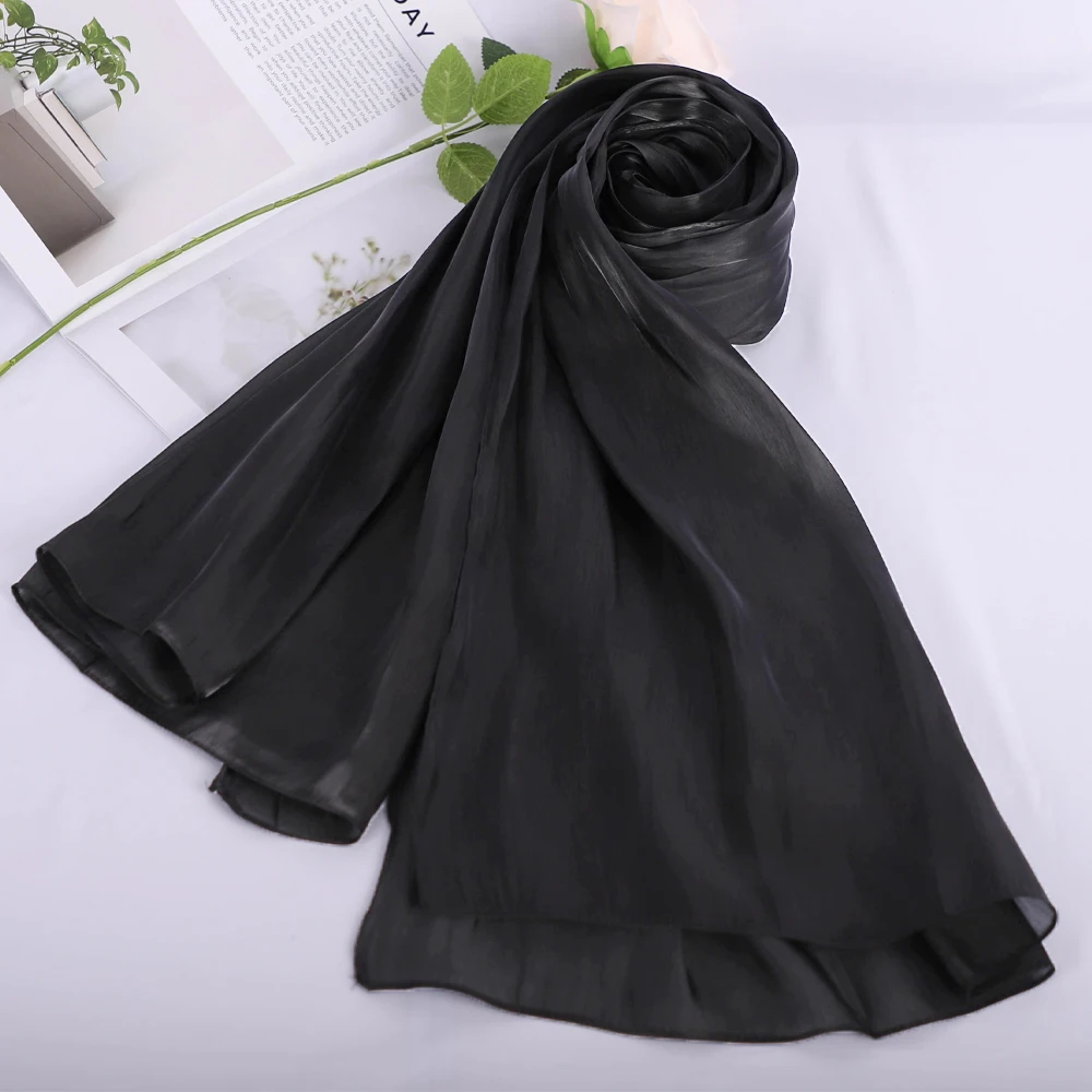 RIMAIRE 2024 New Chiffon Pure Color Muslim Hijab Island Silk Hijabs for Women Smooth and Breathable 180*70cm Big Size Scarf