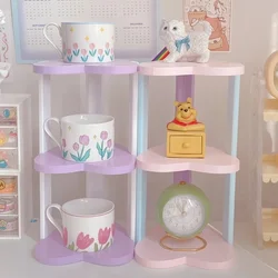 Cute Desktop Storage Rack 3-Tier Cosmetic Organizer Jewelry Storage Shelf Student Stationery Rack Kitchen Storage Shelf
