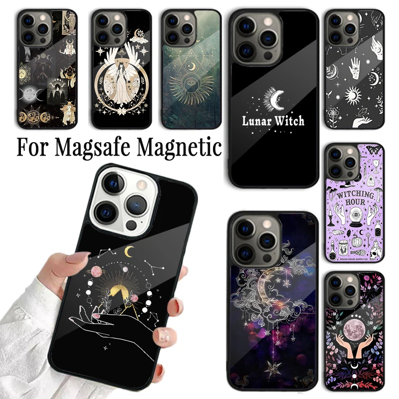 Coque de téléphone Witch Lunar Magic pour iPhone 17 AIR 16 15 14 13 12 11 Pro Max Plus, compatible Magsafe sans fil