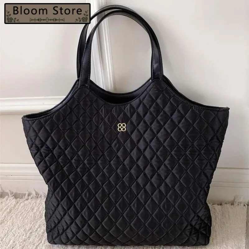 Bloom Black Puffed Quilting Tote Women Large Capacity Ing Shoulder Bags Ladies Fashion Premium Commute Underarm Bag