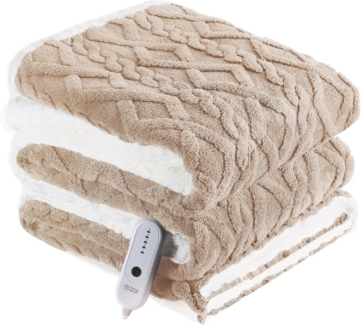 

Electric Heated Blanket, Twin Size with 3D Pattern, 5 Heat Levels & Auto Off, Beige