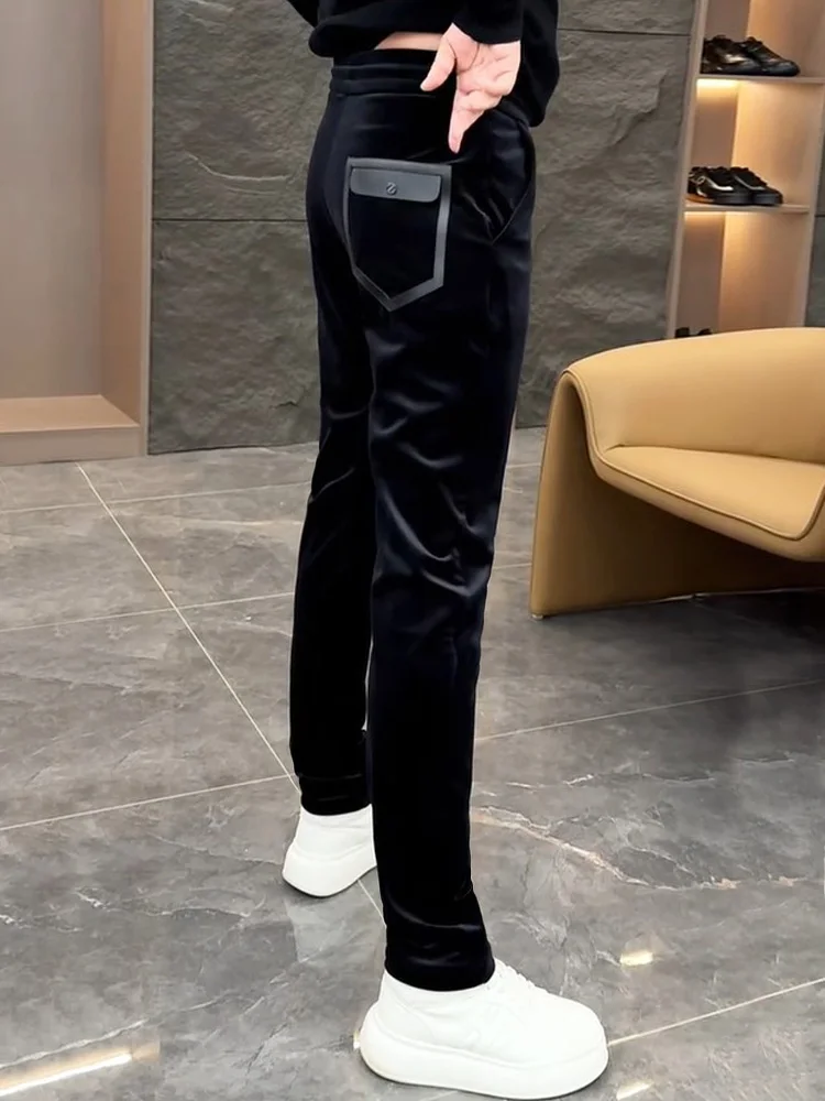 

Мужские повседневные брюки из вельвета, прямой крой, зауженные, длинные, модные, люксовые, осенне-зимние, городской стиль, молодежная одежда