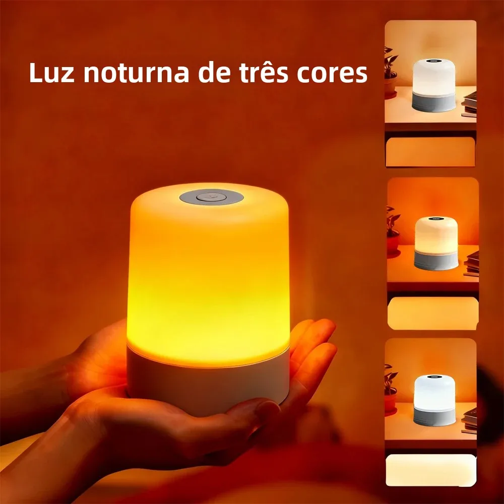 Led night light regulável recarregável/plug-in desktop quarto iluminação de cabeceira decorativa touchscreen leitura rgb lâmpada de mesa