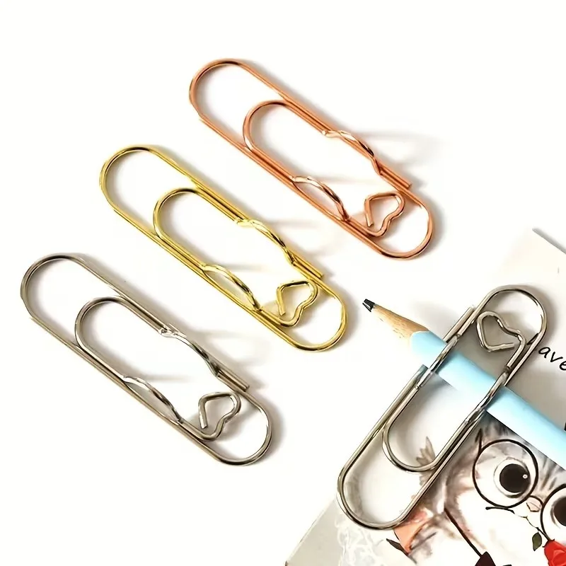

Heart Pen Clip Set with Heart Paper Clips and Pen Holder Multi-Function Portable Hanging Storage Organizer Durable Metal Design