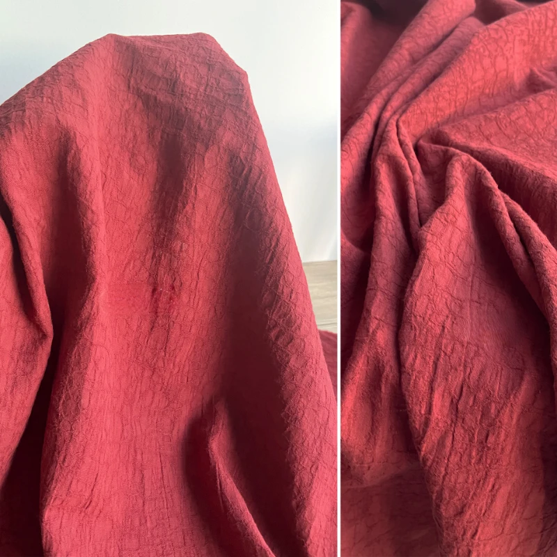 

Red Heavy Industry Washed Reconstructed Texture Pressed Creative Half Skirt Coat Clothing Designer Fabric