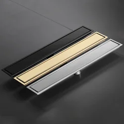 Invisible Tile Floor Drain Brshed Gold Black 304 Stainless Steel Lavatory Bathroom Shower Long Linear Drainage Side Floor Drains