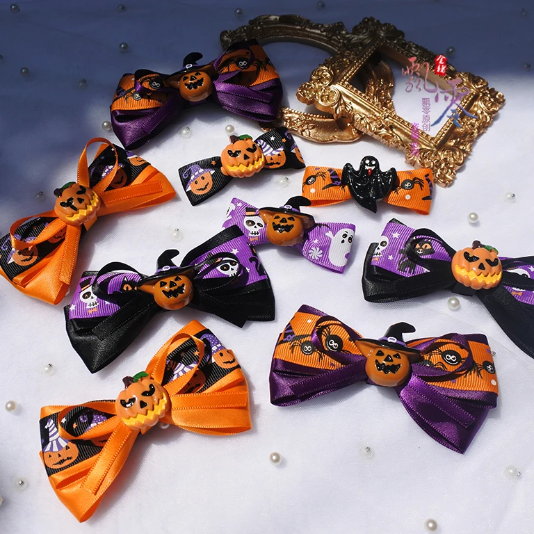 

Halloween Barrettes Pumpkin Color Demon Headdress Devil Accessories Lolita Halloween a Pair of Hairclips Hair Accessories