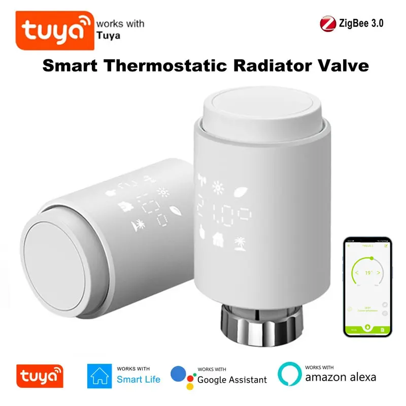 Tuya ZigBee – vanne de radiateur thermostatique intelligente, radiateur TRV, régulateur de température Programmable, fonctionne avec Alexa Google