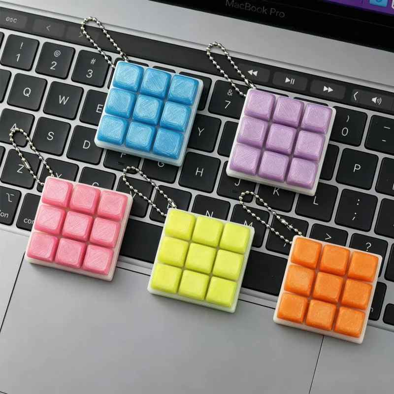 Push Button Mechanical Keychain Stress Relief Keycap Fidget Toy Keyring For Office Desk For Teens Adults Birthday Christmas Gift