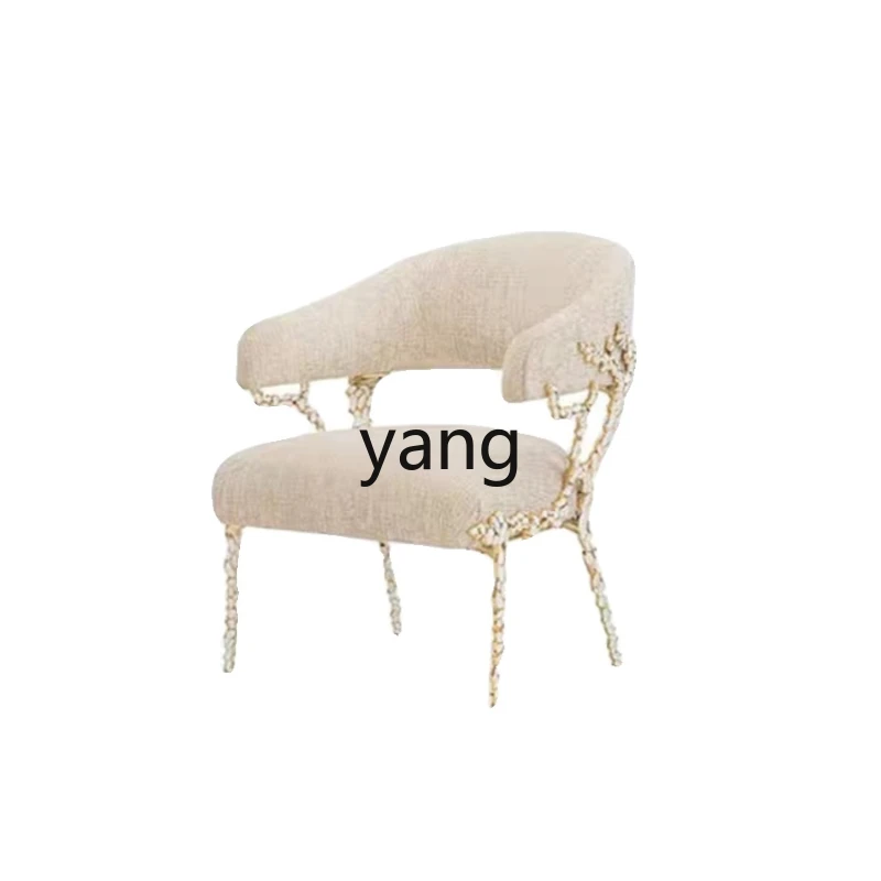 

Yhl Designer Creative High-End Pure Copper Dining Chair Villa Mansion Home Personalized Art Minimalist Leisure Chair