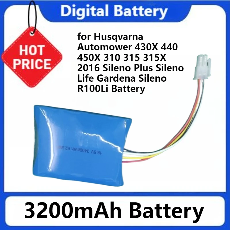 

3200mAh Battery for Husqvarna Automower 430X 440 450X 310 315 315X 2016 Sileno Plus Sileno Life Gardena Sileno R100Li Battery