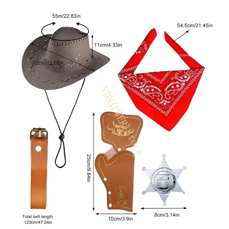 Trang phục cao bồi phương Tây cho trẻ Người lớn Hat Bandana Bandge Belge But