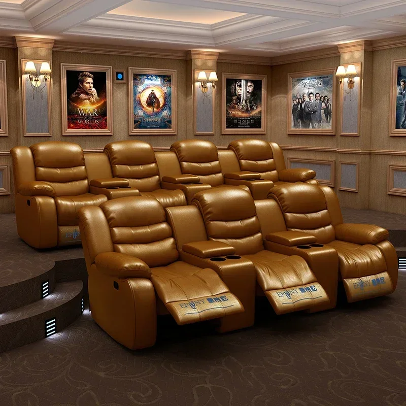 Home cinema sofa AV room combination first-class space sofa cabin leather electric private cinema functional sofa