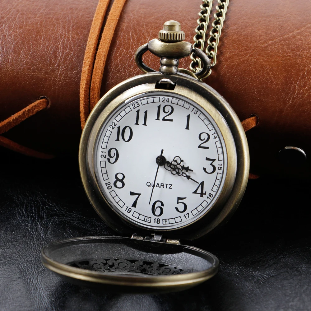 Exquisite Openwork Bronze Necklace Quartz Pocket Watch Steam Friend Old Fashion Chain Pendant Pocket Timer Gift Cf1006