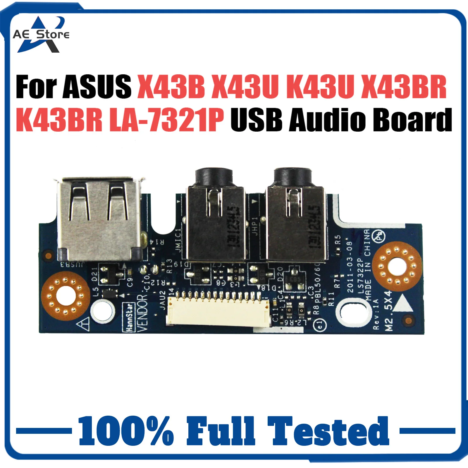 

For ASUS X43B X43U K43U X43BR K43BR K73 X73B X73BR LA-7321P LS-7323P USB Audio interface small Board 100% Tested Fast Ship