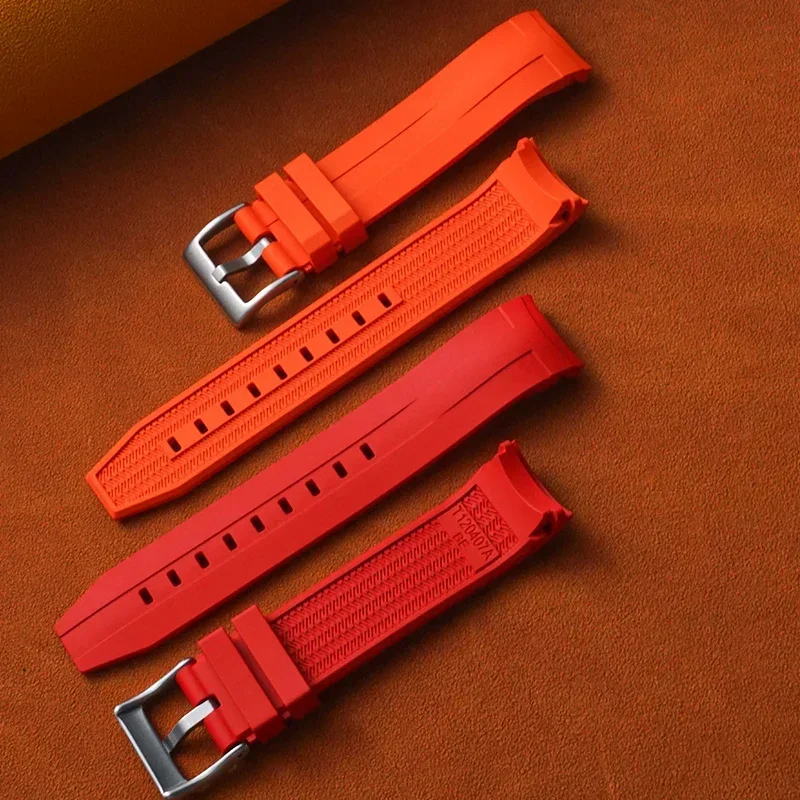 Tali Jam Tangan Fluororubber 21Mm Tahan Air untuk Tissot Seastar 1853 1000 2000 Tali Jam Tangan Gesper Rilis Cepat