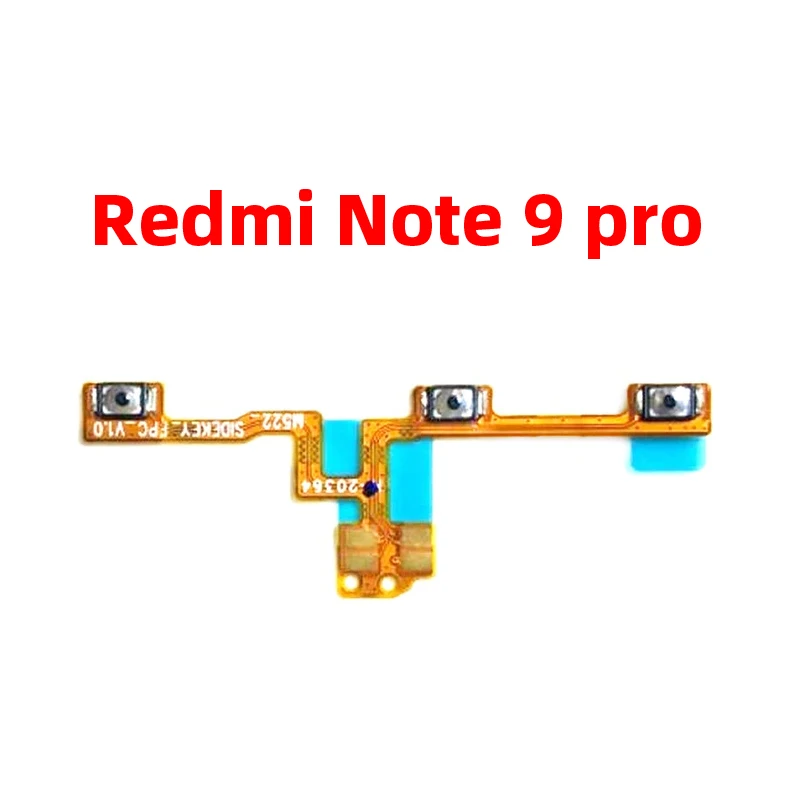 Botão interruptor para xiaomi redmi note 9 pro, ligar/desligar, volume, câmera, cabo flexível, substituição