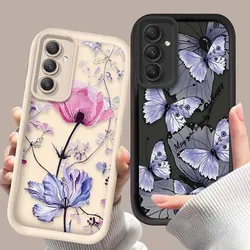 Butterfly Lotus Flower Phone Case for Samsung Galaxy A35 A55 A15 A25 A16 A06 A05 A05S A24 A13 A23 A12 A22 A32 A52 A71 A51 4G