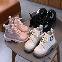 Kids Fashion Rubber Boots Cool Autumn Soft Sole Glitter Leather Korean Style Zipper Girls' Shoes Children's Ankle Boots