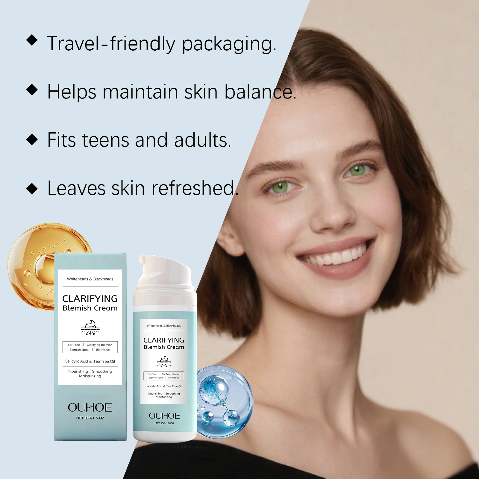 كريم تنقية العيب من OUHOE، كريم تنظيف المسام، التحكم في الزيوت، العناية بالترطيب، خفيف الوزن وغير دهني، مناسب للبشرة المعرضة لحب الشباب #4