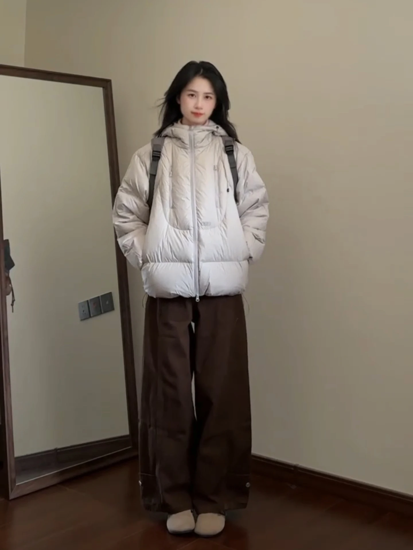 

American Style Outdoor Casual Hooded down Cotton Jacket Women's Winter Thick Warm Coat Bread Style Design Sense Coat