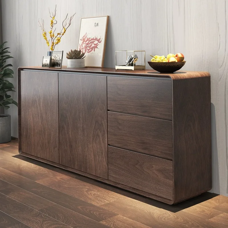 

Modern simple walnut side cabinet, living room home tea cabinet