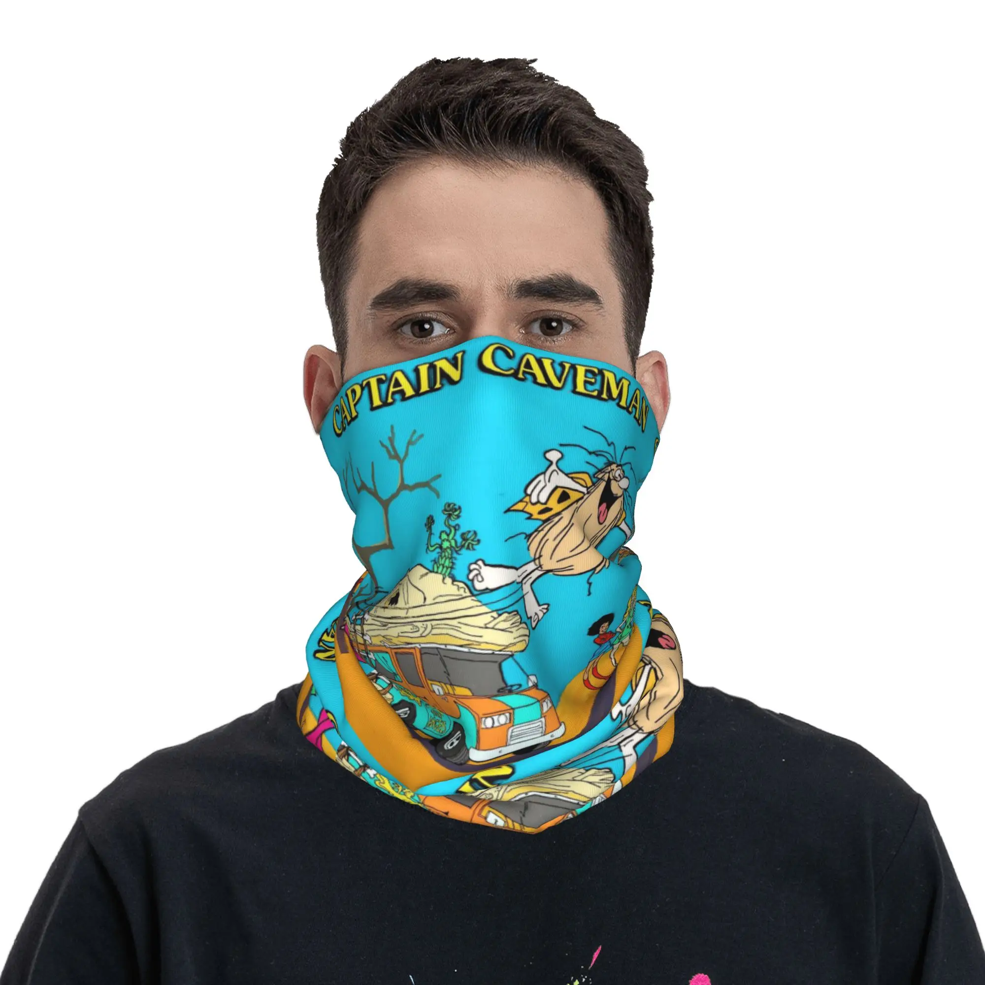 Captain Caveman and the Teen Angels Themed  Bandana Neck Cover Printed Wrap Scarf Multi-use Cycling Scarf Riding For Men Women