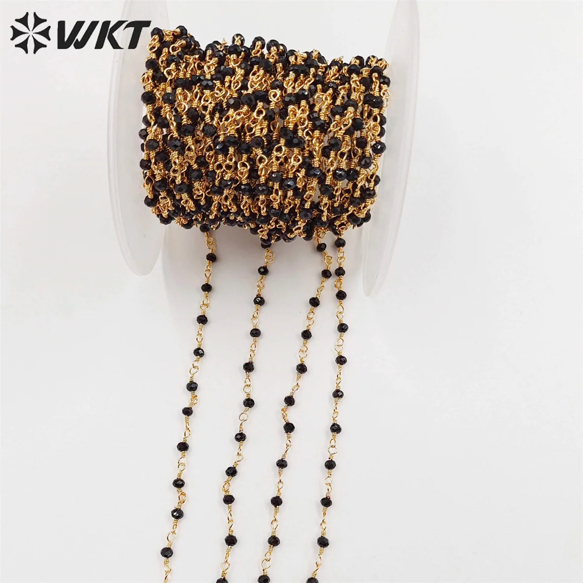 WT-RBC024 Wholesale High Quality Handmake Black Quartz Gold Electroplated Stone Rosary Chain  For Friends Dressing ACC