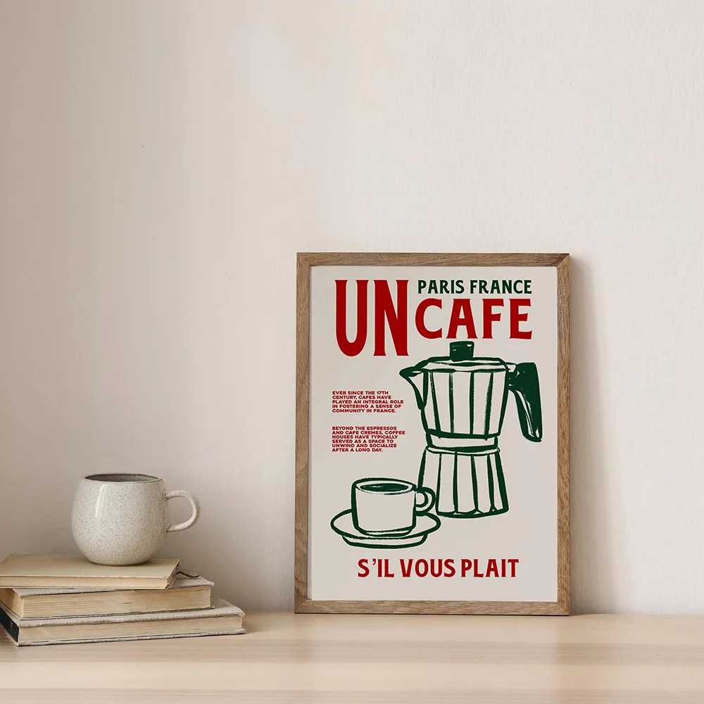 Multi Coloured Coffee Mugs Print Poster Matcha Latte Illustration Kitchen Aesthetic Wall Art Trendy Cafe and Home Room Decor