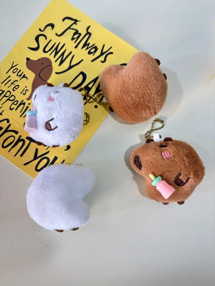 Xm 1 قطعة 6 سنتيمتر/2.36in كابيبارا ألعاب من نسيج مخملي المفاتيح الكرتون لينة محشوة دمية قلادة سيارة حلقة رئيسية حقيبة الظهر ديكور طفل هدية