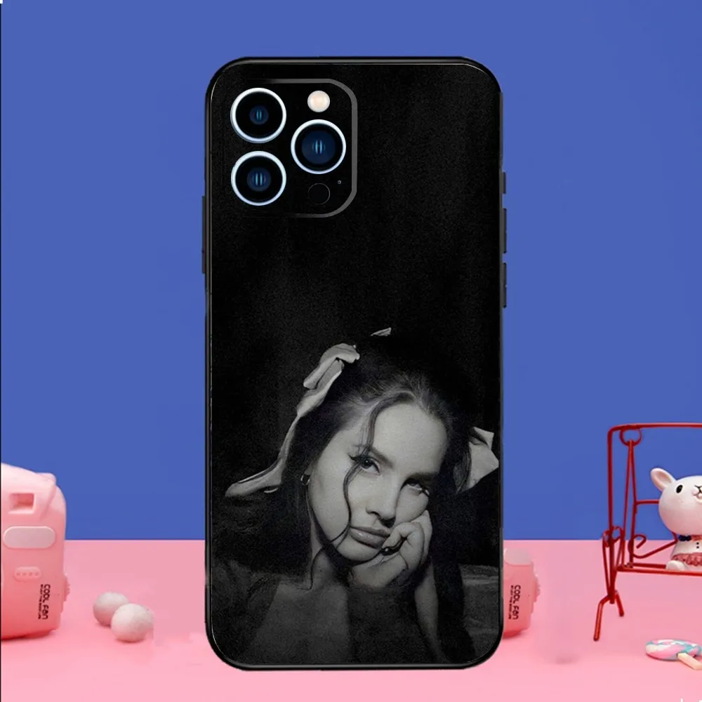 Singer L-Lana Del R-Rey Phone Case For iPhone 14,13,12 Mini 11 Pro XR,X,XS,MAX 6S,7,8 Plus Silicone Cover Soft black