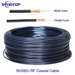 RG-58/U Single/Multi Core 2 Types Black RG58/U 50-3 RF Coaxial Cable 50 Ohm Bare Copper Low Loss High Quality 1M-1000M RFDOTOP