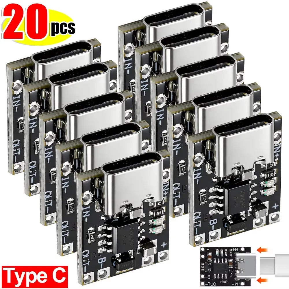Universal USB Type C Charging Board 3.7V Lithium Battery Charger Board Over Module with Protection Circuit Connectors