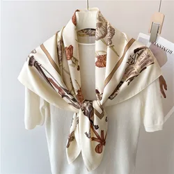 Spring Summer 90*90cm Luxury Brand Square Scarf Fashion Beach Women Head Silk Wrap Shawl Foulard Bandanna Muffler Hijab Hairband