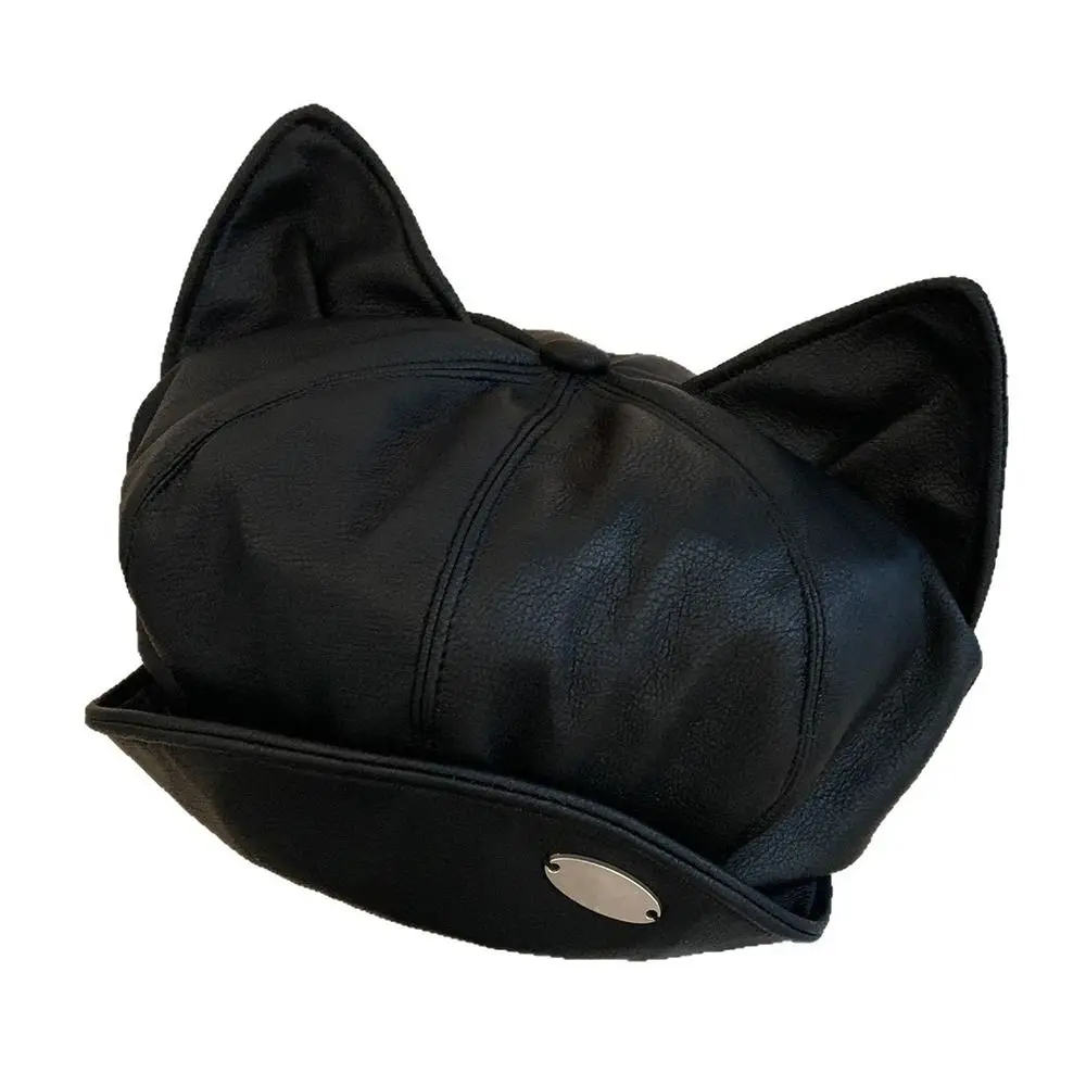 جديد القط الأذن موزع الصحف قبعة بو الجلود بلون قبعة بيريه عادية شخصية موزع الصحف قبعة السيدات النساء الفتيات