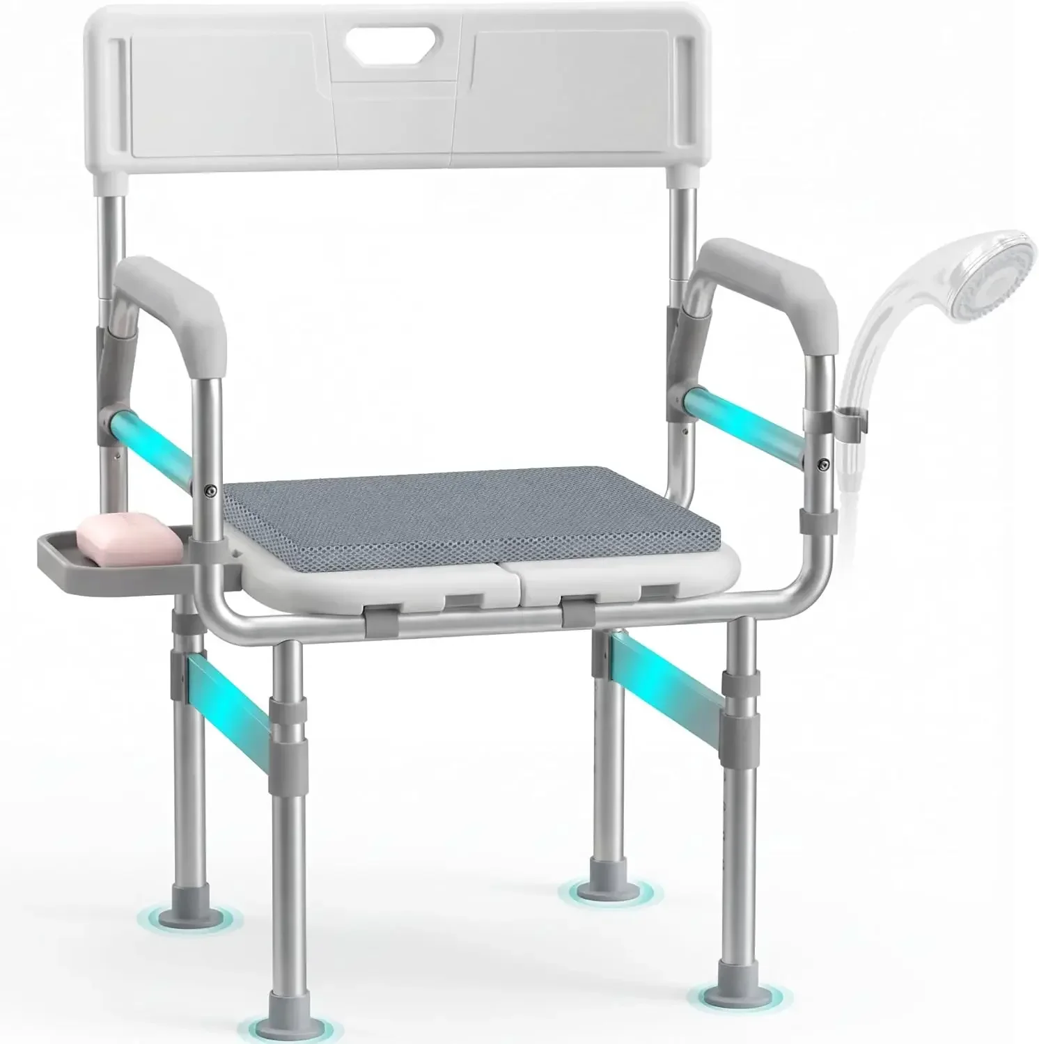 

Folding Shower Chair for Inside Shower, Tub and Bathroom 440lb Weight Capacity - Height Adjustable Foldable Shower Chair for Eld