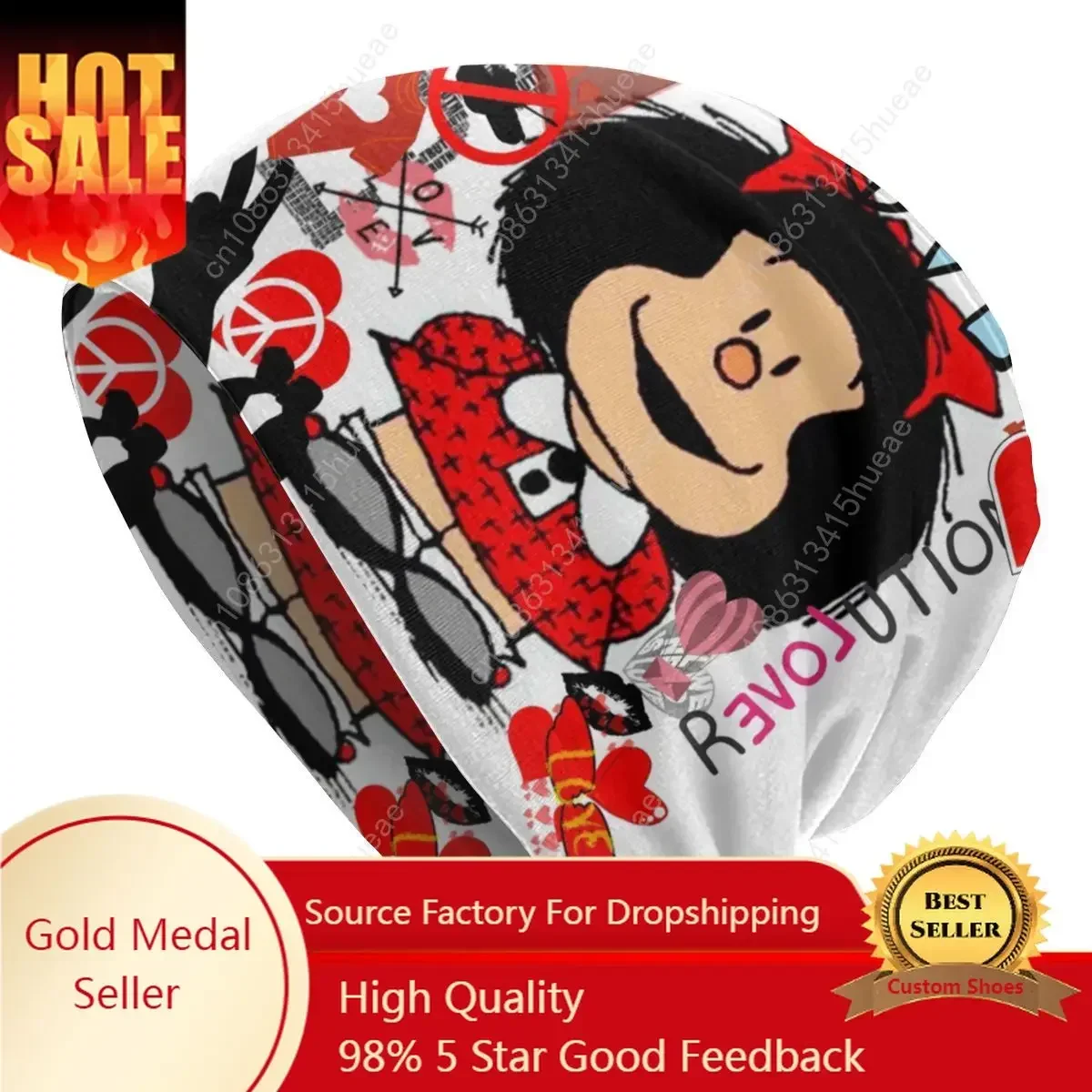 

Fashion Winter Warm Men Women Knit Hat Love And Mafalda Surrounded By Hearts Skullies Beanies Caps Quino Cartoon Bonnet Hats