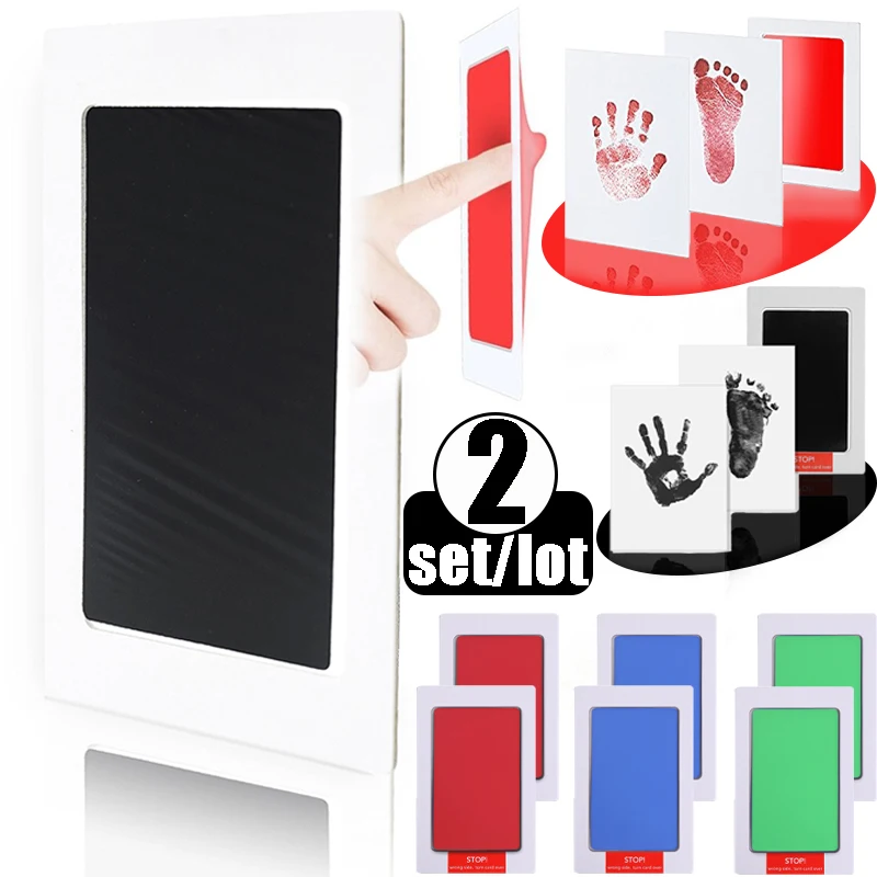 

2set/lot Baby DIY Hand Footprint Kit Ink Safe Non-toxic No-Touch Skin Inkless Newborn Handprints Photo Frame Souvenir Inkpads