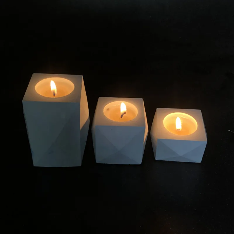 Square Candle Stove Concrete Drop Glue Mould Gypsum Candle Cup Container Cement Ceramic Clay Mould DIY Craft Silicone Mould