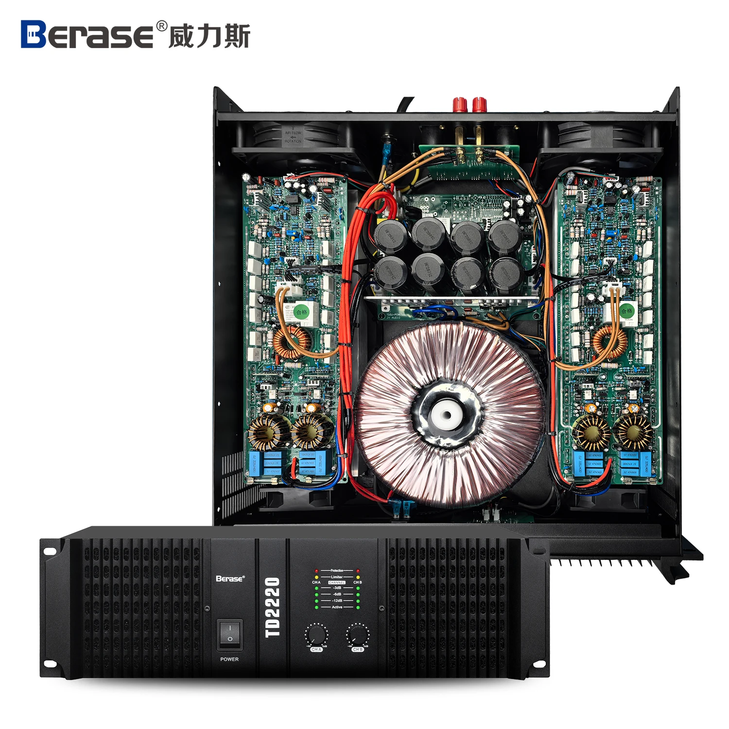 Digital Power Amplifier 2 Channel 2*2220W 2Ω Stereo Pro Audio Amp for Stage Concert Live Sound System Equipment