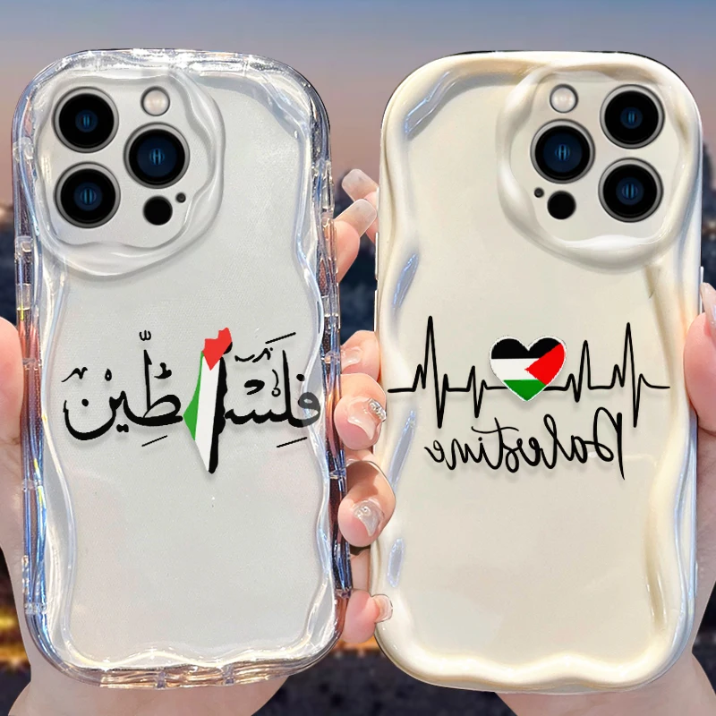 Palestine Flag Case for iPhone 16 15 14 Pro Max 13 12 Mini 11 XS X XR 8 7 Plus SE 2022 2020 Dustproof Transparent Cover Funda