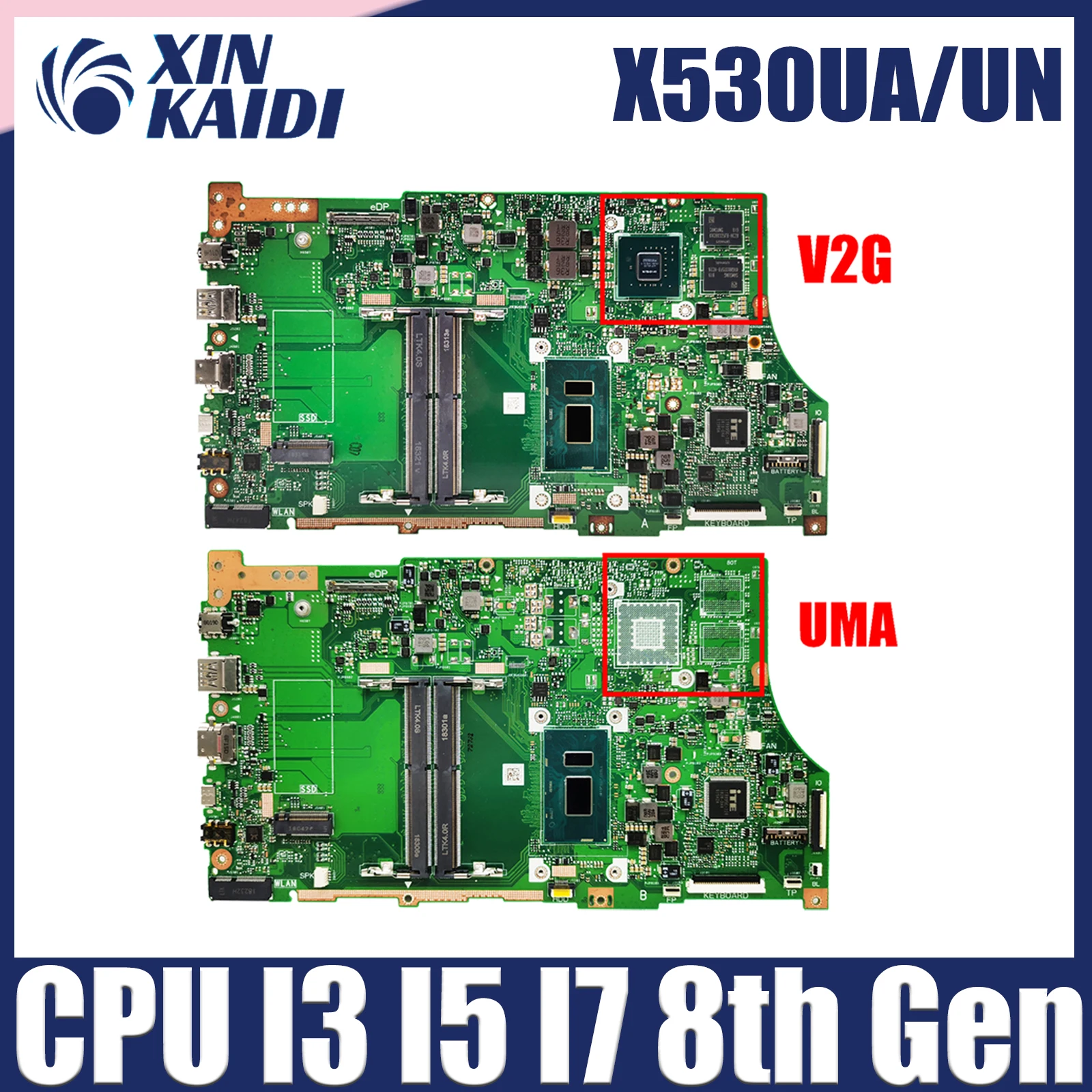 

X530UN Mainboard For ASUS X530UA X530UF A530U F530U V530U R530U K530U S530U X530UNO Laptop Motherboard CPU I3 I5 I7 8th Gen