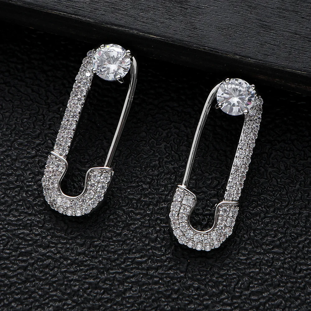 

Simple sparkling zircon pins earrings for women classic accessory