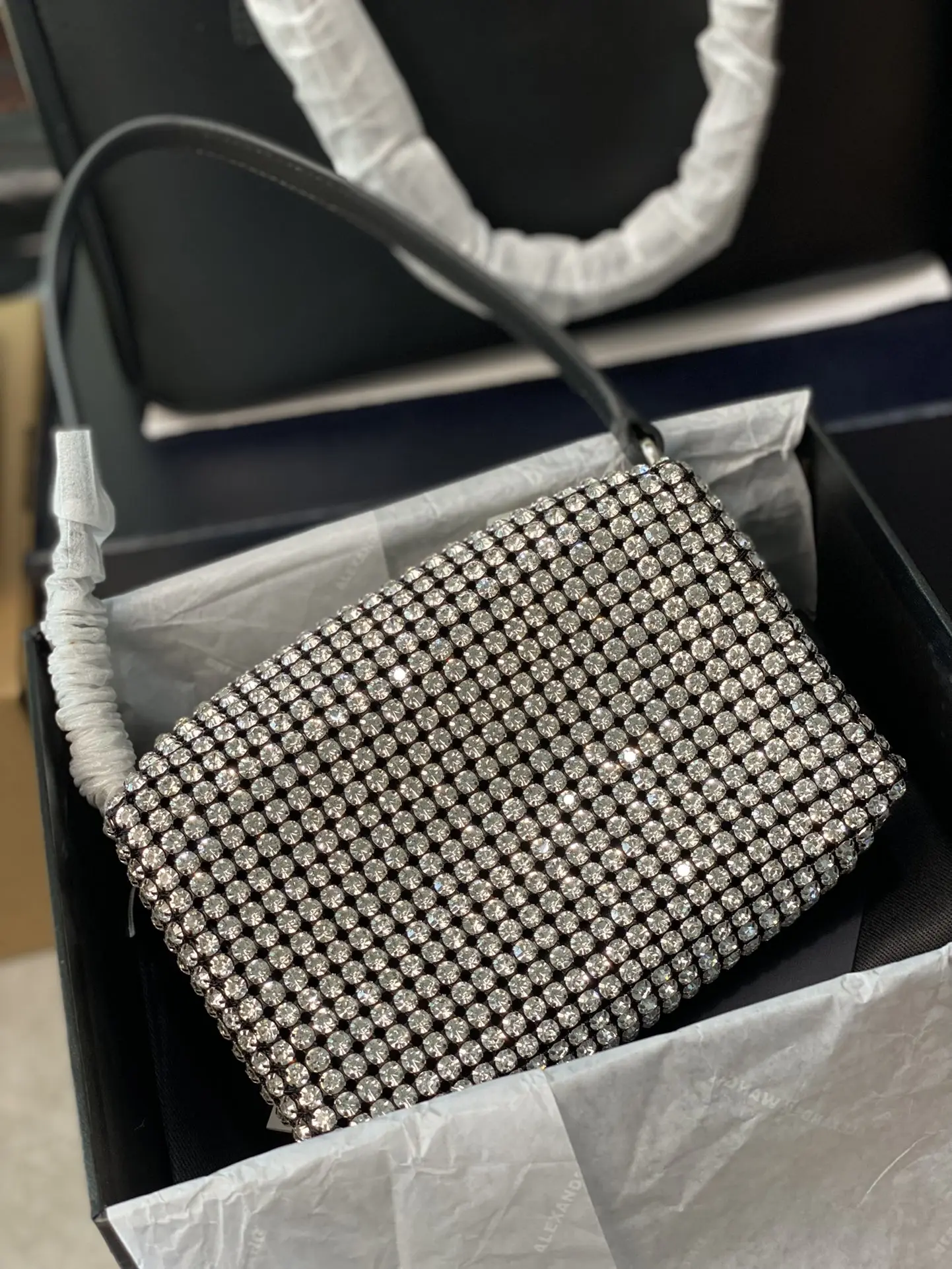 Premium Rhinestone King Bag Women's 2024 New Full Diamond Buling Underarm Bag Clutch Bag Leather Exquisite Handbag Small Bag