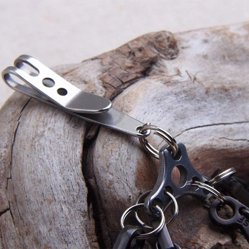 Mini Clip de bolsillo para exteriores, Clip de linterna, gancho de Montañismo pequeño, Clip de bolsillo de acero inoxidable, paquete de 4