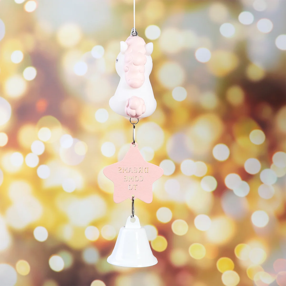 

1Pcs Pink Unicorn Resin Wind Chime Handcrafted Pendant Lightweight Decor for Office Home Window Door Balcony Garden Animal Theme