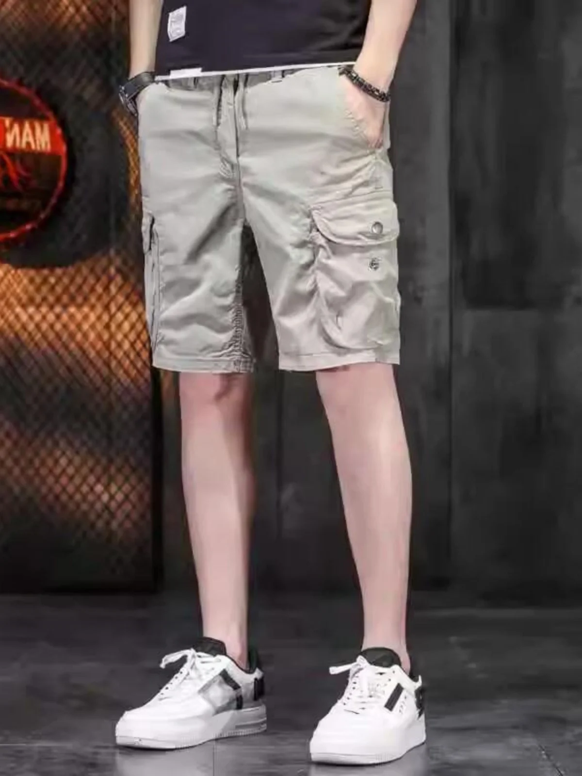 

Loose Fit Men's Workwear orts Summer New Sle Straight Leg High Street Multi ket Tactical Waed Five orts