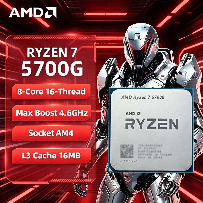 Procesador AMD Ryzen 7 5700G 100% Nuevo, CPU AMD R7 5700G de 4.6GHz, 8 Núcleos, 16 Hilos, 16MB de Caché L3, Socket AM4, Sin Embalaje