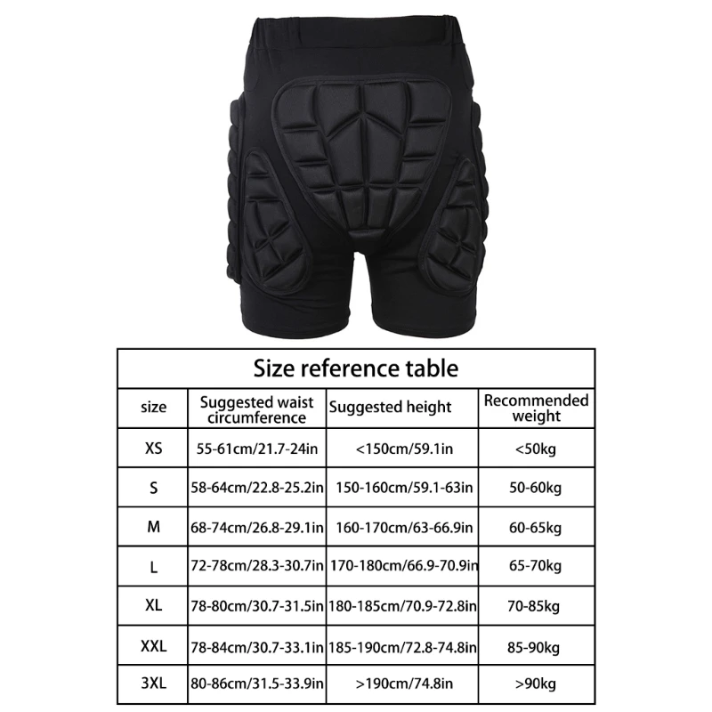 3D Hip Protections Padded Shorts Butt Protective Pad Short Pants Protective Gear Guard for Ski Skate Cycling Men Women