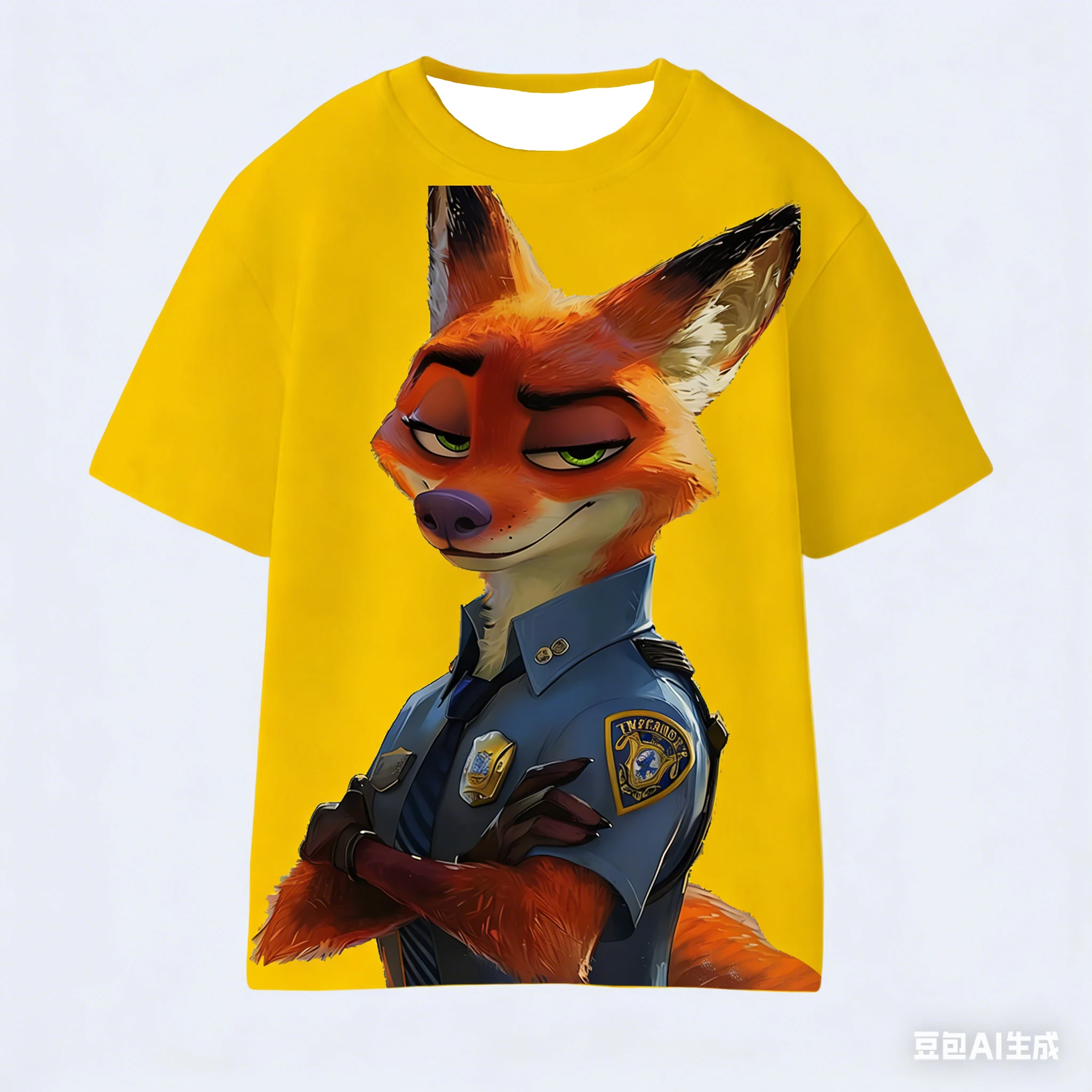 تي شيرت صيفي جديد بأكمام قصيرة للرجال، طباعة Zootopia 2 Nick Wilde، بلوزة كاجوال قابلة للتنفس للارتداء الداخلي/الخارجي #3